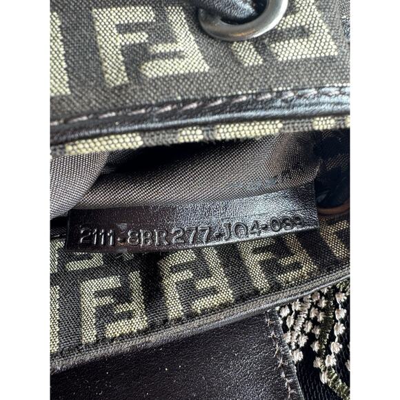 Y2K Fendi Mamma Bucket Shoulder Bag Zucchino Pattern Drawstring Authentic - Picture 2 of 16